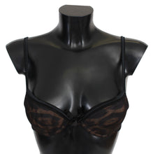 Black Leopard Nylon Push Up Bra Underwear Roberto Cavalli