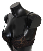 Black Leopard Nylon Push Up Bra Underwear Roberto Cavalli