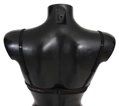 Black Leopard Nylon Push Up Bra Underwear Roberto Cavalli