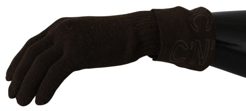Brown Wool Knitted One Size Wrist Length Gloves Costume National