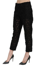 Black Lace Straight Cropped High Waist Pants Dolce & Gabbana