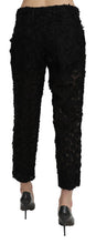 Black Lace Straight Cropped High Waist Pants Dolce & Gabbana