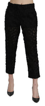 Black Lace Straight Cropped High Waist Pants Dolce & Gabbana