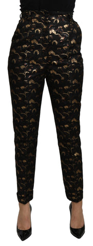 Black Gold Brocade High Waist Pants Dolce & Gabbana