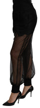 Black See Through Jogger Polyester Pants Dolce & Gabbana