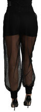 Black See Through Jogger Polyester Pants Dolce & Gabbana