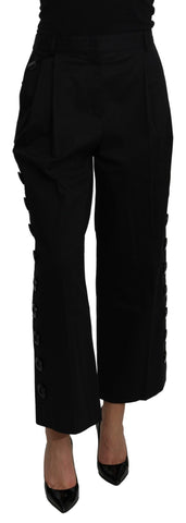Black High Waist Cropped Cotton Stretch Pants Dolce & Gabbana