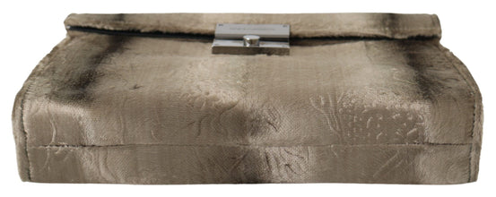 Beige Velvet Floral Leather Men Document Briefcase Dolce & Gabbana
