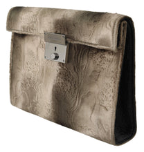 Beige Velvet Floral Leather Men Document Briefcase Dolce & Gabbana
