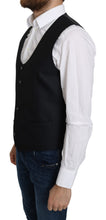 Blue Silk Romb Pattern Formal Coat Vest Dolce & Gabbana