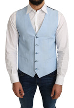 Blue Viscose Stretch Formal Coat Vest Dolce & Gabbana