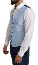 Blue Viscose Stretch Formal Coat Vest Dolce & Gabbana