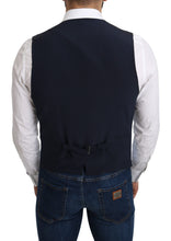 Blue Viscose Stretch Formal Coat Vest Dolce & Gabbana