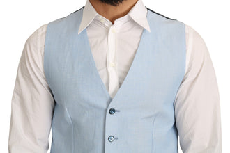 Blue Viscose Stretch Formal Coat Vest Dolce & Gabbana