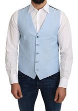 Blue Viscose Stretch Formal Coat Vest Dolce & Gabbana
