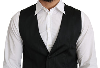 Gray 100% Silk Formal Coat Vest Dolce & Gabbana