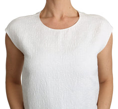 White Floral Brocade Blouse Cotton Top Dolce & Gabbana