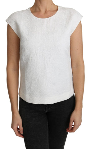 White Floral Brocade Blouse Cotton Top Dolce & Gabbana