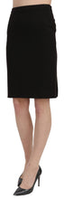 Black High Waist Pencil Cut Knee Length Formal Skirt GF Ferre