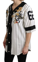 White and black Blouse Cotton Crystal Charms Amore Shirt Dolce & Gabbana