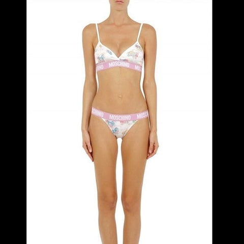 White My Little Pony Bra Briefs Set Two Piece Bikini Moschino
