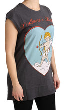 Gray Cotton L' Amore Top Tank T-shirt Dolce & Gabbana