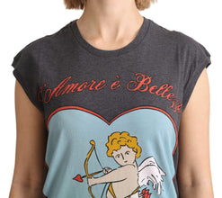 Gray Cotton L' Amore Top Tank T-shirt Dolce & Gabbana