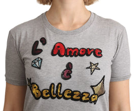 Gray Cotton Amore e Bellezza Top T-shirt Dolce & Gabbana