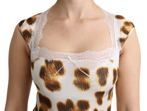 White Brown Camisole Underwear Blouse Roberto Cavalli
