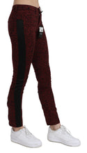 Dark Red Mid Waist Slim Fit Cotton Jeans Costume National