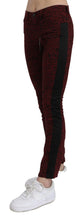 Dark Red Mid Waist Slim Fit Cotton Jeans Costume National