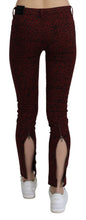 Dark Red Mid Waist Slim Fit Cotton Jeans Costume National