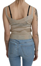 Beige Sleeveless Spaghetti Strap Tank See Through Top BYBLOS