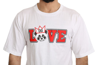 White Love Panda Print Top T-shirt Dolce & Gabbana