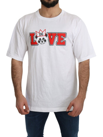 White Love Panda Print Top T-shirt Dolce & Gabbana