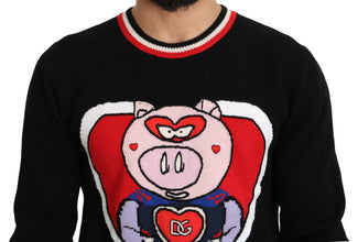 Black Cashmere Pig of the Year Pullover Sweater Dolce & Gabbana
