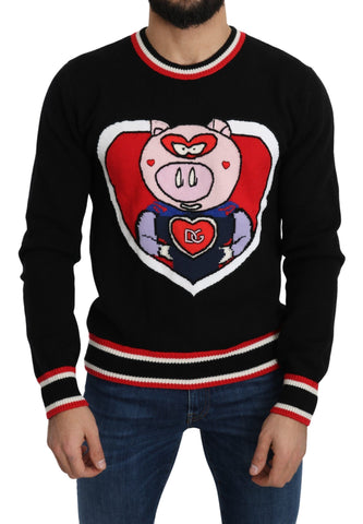 Black Cashmere Pig of the Year Pullover Sweater Dolce & Gabbana