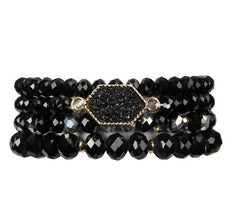 Druzy Stone Hexagon Glass Beads BEADS Bracelets ( Variety Color