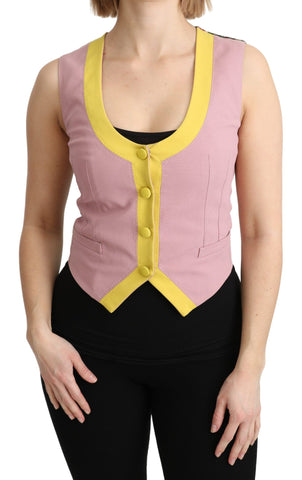 Pink Sleeveless Waistcoat Vest Cotton Top Dolce & Gabbana
