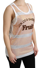 White Orange Crystal Sleeveless Tank Cotton Top Dolce & Gabbana