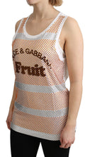 White Orange Crystal Sleeveless Tank Cotton Top Dolce & Gabbana