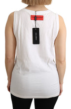 White Orange Crystal Sleeveless Tank Cotton Top Dolce & Gabbana