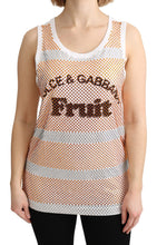 White Orange Crystal Sleeveless Tank Cotton Top Dolce & Gabbana