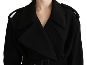 Virgin Wool Black Blazer Trenchcoat Jacket Dolce & Gabbana