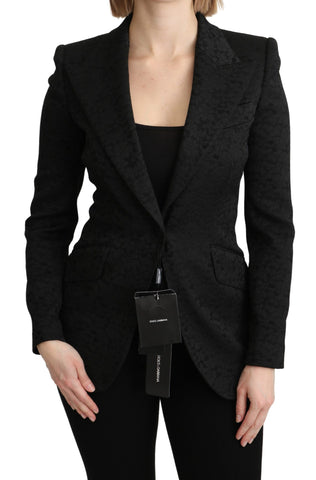 Black Brocade Single Breasted Blazer Jacket Dolce & Gabbana