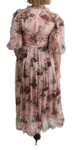 Pink Bengal Cat Print A-line Maxi Silk  Dress Dolce & Gabbana