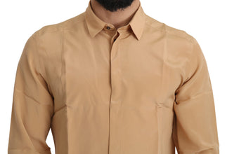 Yellow 100% Silk GOLD Top Slim Shirt Dolce & Gabbana