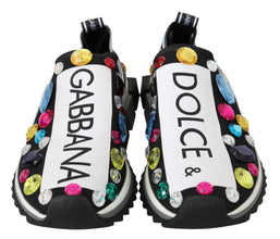 Black Multicolor Crystal Sneakers Shoes Dolce & Gabbana