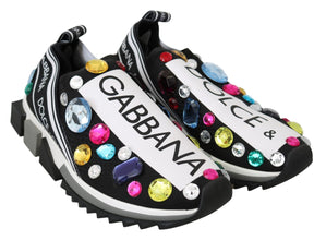 Black Multicolor Crystal Sneakers Shoes Dolce & Gabbana