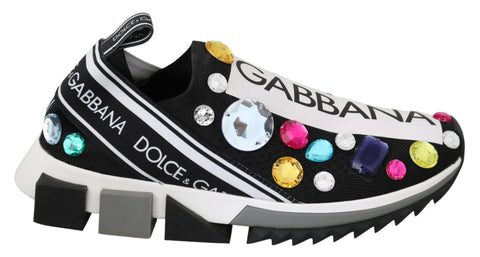 Black Multicolor Crystal Sneakers Shoes Dolce & Gabbana